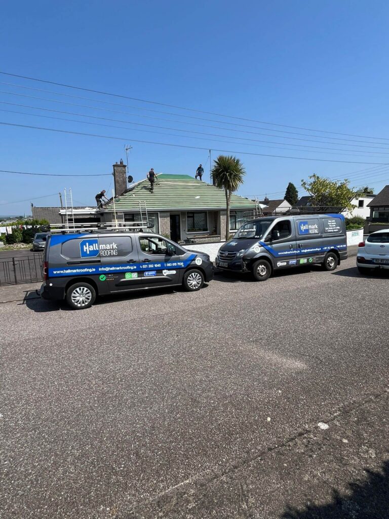 Roofers working on a roof in Cork